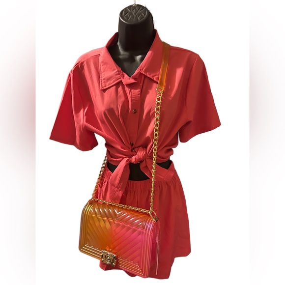 Caleesa Gradient Pink and Orange Jelly crossbody/shoulder Bag - Picture 3 of 11